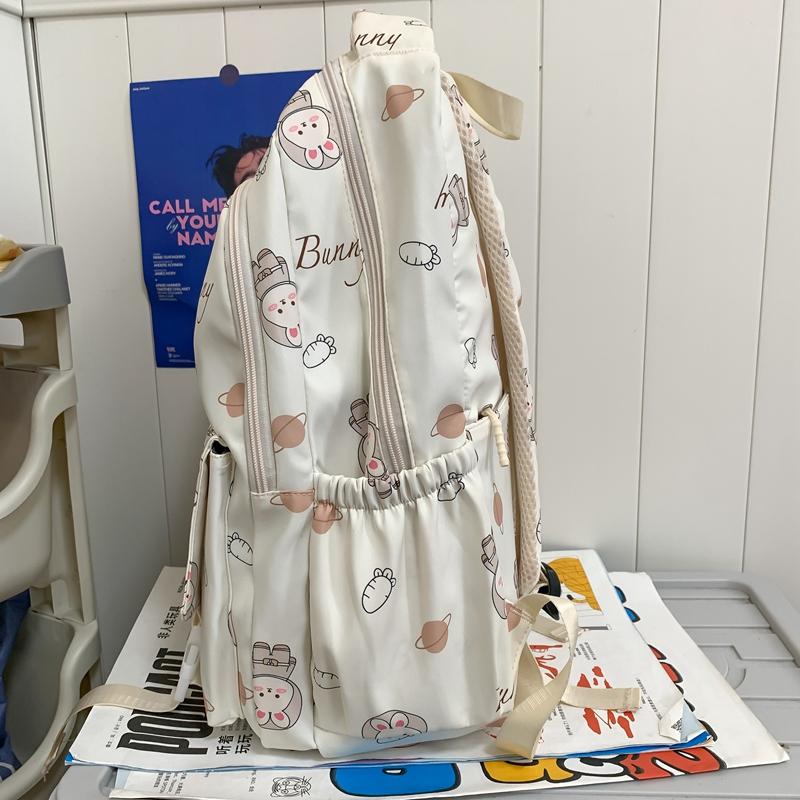 Младший школьный ранец для школьников, женский рюкзак с рисунком кролика, женский рюкзак для кампуса с принтом кролика