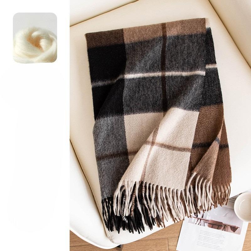 Japanese High End Pure Cashmere Plaid Scarf Shawl Dual Purpose Autumn and Winter Fashion Warm Neck Protection Couple Large Scarf