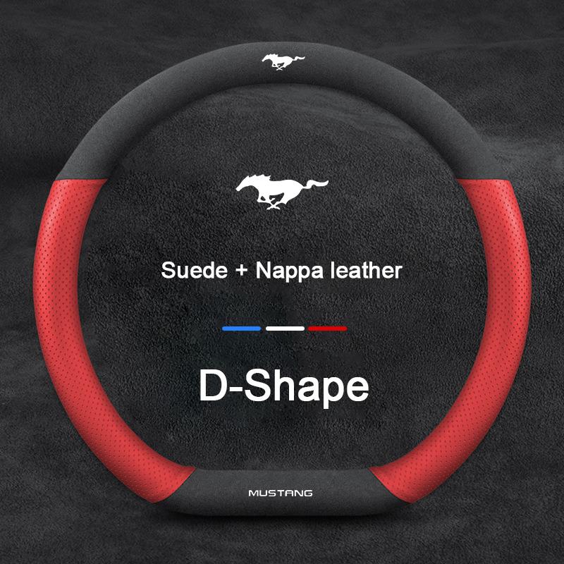 38CM Car Steering Wheel Cover Suede Breathable Protector For Ford Mustang GT Fiesta Focus Mondeo Kuga Ecosport Edge F150 sticker
