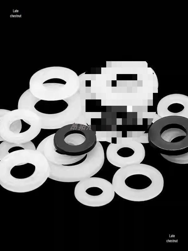 White and Black Nylon Flat Washers - Plastic Gaskets for Screws