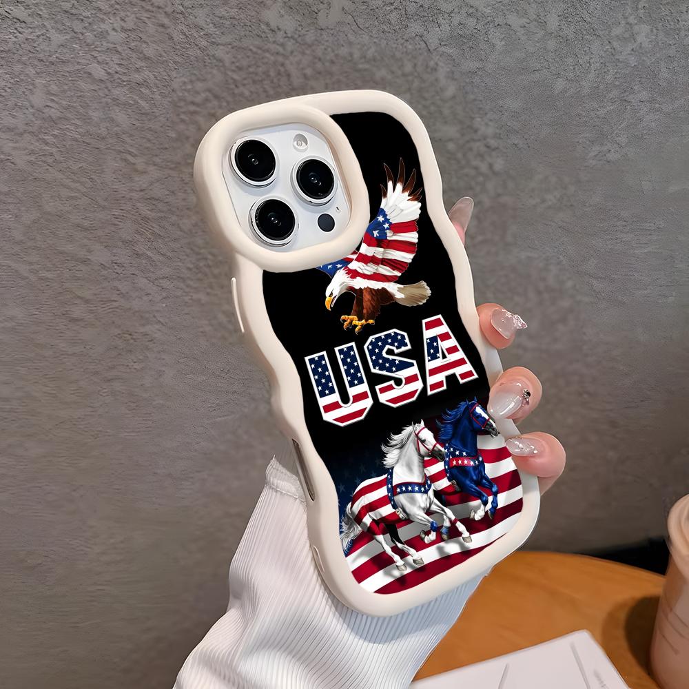США Флаг Америки Волнистый Край ТПУ Чехол для Мобильного Телефона для iPhone 17 16 15 14 13 12 11 Air Pro Max Plus Цветной Чехол