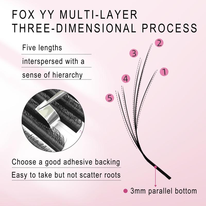 CoMango Fox 5D Shaped Eyelashes Mix8-13 Technological Fibers False Eyelashes Extension Promade Volume Fans Lash Cosmetics