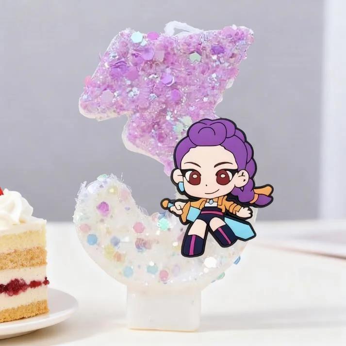 K-pop Истребители демонов Свечи Аниме Тема Свечи с цифрами 0-9 Топпер для торта на детский праздник, украшение для детского торта на день рождения, подарок