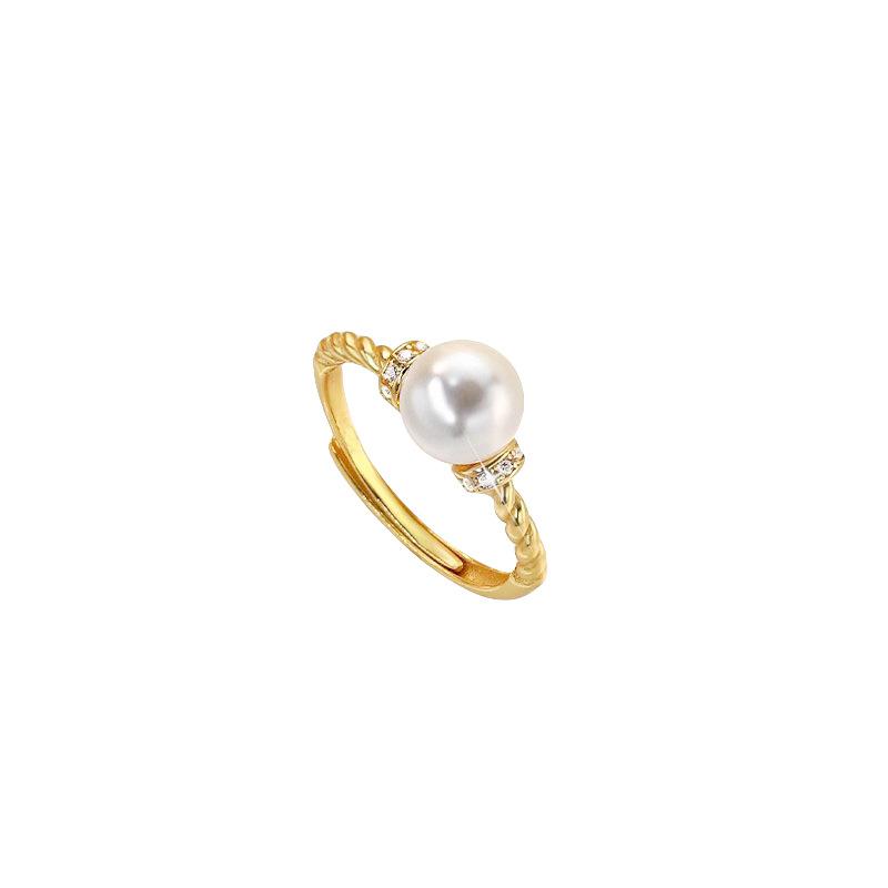 Серебряное кольцо 925 пробы с жемчугом и цирконом для женщин и девушек, плетеное, элегантное, романтичное, регулируемое, подарок