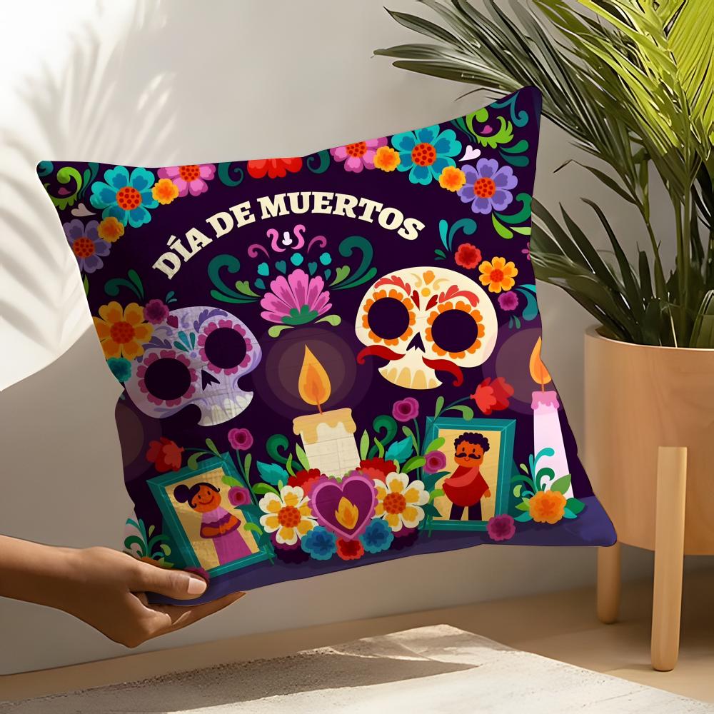 Festival DDia de Muertos Pillow Case Linen Cushion Covers For Decorative Sofa Home Pillows Case Car Chair Pillows Cases