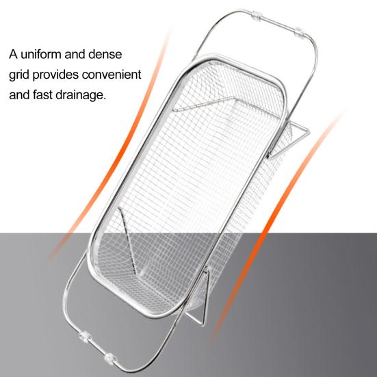 Раздвижной дуршлаг из нержавеющей стали с сетчатым дизайном и выдвижными ручками для универсального процеживания
