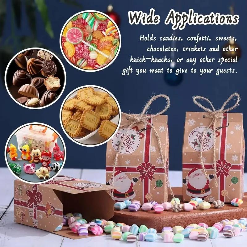 30/1pcs Christmas Candy Gift Box Raft Paper Cookie Snack Packing Bags New Year Gifts Wrapping Bag Xmas Party Home Decoration
