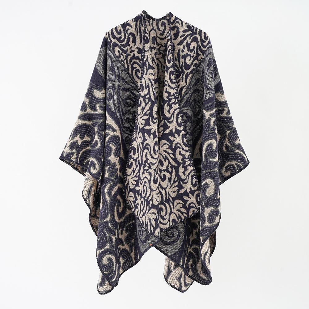 Fashion Floral Ponchos For Women Winter Warm Thick Oversized Shawls And Wraps Cashmere Pashmina Female Bufanda Mujer Luxury