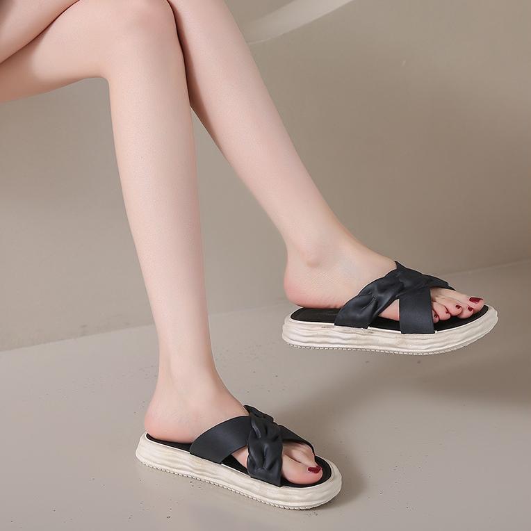 Минималистичные тапочки для женщин, летняя модная пляжная обувь, сандалии, плоская подошва, нескользящие, однотонные, классные тапочки