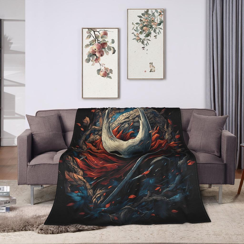 Soft BlanketChildren Camping Hollowed Knights Game Silksong Throw Blanket Flannel Bedspread For Sofa Bed Cover