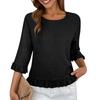 Women's Short-sleeved Round-neck Solid Color Tops Loose European And American Lace Sleeves Shirt