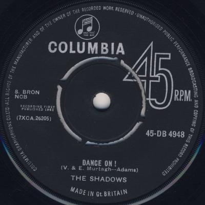7-дюймовая пластинка ТЕНИ - Танцуй! 45DB4948 Columbia 1963 UK Рок Б/У