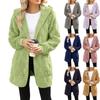 Women's Loose Casual Solid Color With Pockets Double Sided Velvet Cardigan Long Sleeved Jacket