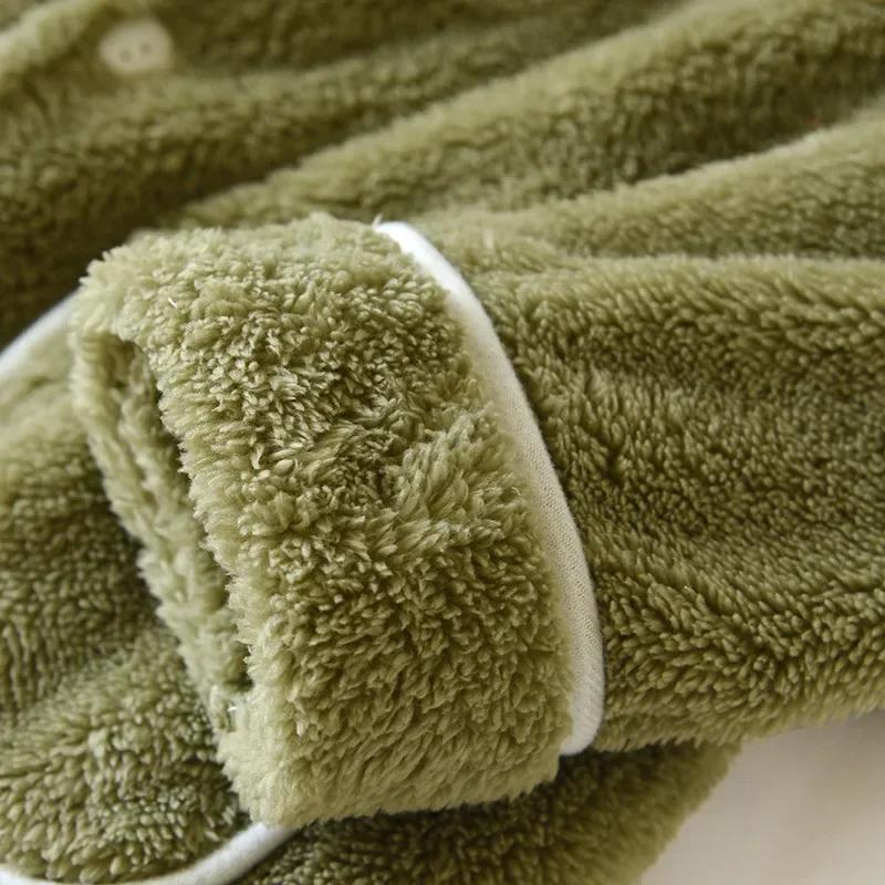 Парный зимний фланелевый пижамный комплект для мужчин и женщин, коралловый плюш, плотный однотонный, брюки с длинным рукавом, домашний костюм, комплект из двух предметов