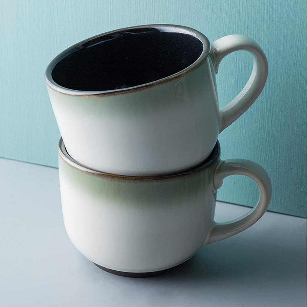 Очень большая фарфоровая кружка для овсянки с ручкой - широкая кофейная кружка, чашка для завтрака и тарелка для супа, керамическая кружка для молока, чая, фруктов, мороженого