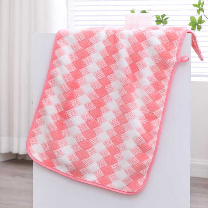 Checkered Coral Fleece Bath Towel Thickened Soft Face Wiping Towel Household Wedding Gift