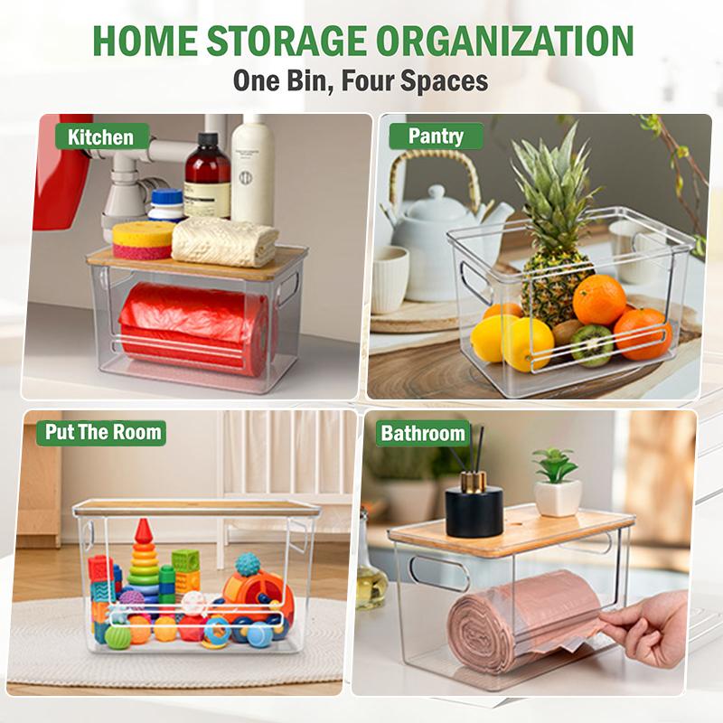 Trash Bag Dispenser, Stackable With Bamboo Top – Extra Large Garbage Bag Holder & Under Sink Organizer For Kitchen