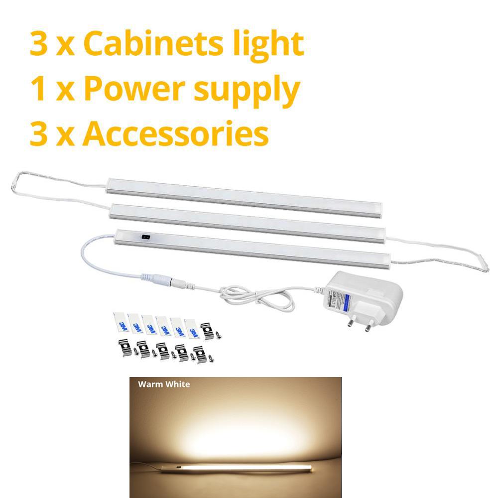 EU Power Supply LED Light Under Cabinet Light Bar Lamp Lumiere LED Closet Light 12V Hand Sweep Lights Motion Sensor Bedroom Kitchen Light