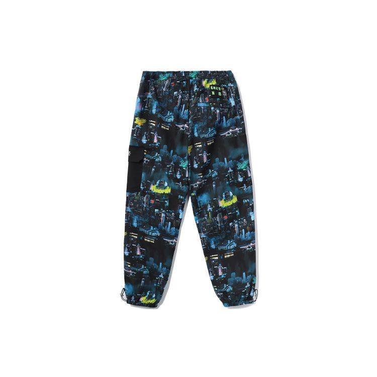 Li Ning Badfive повседневные спортивные трикотажные брюки с манжетами и принтом мужские брюки черные AYKR783-2