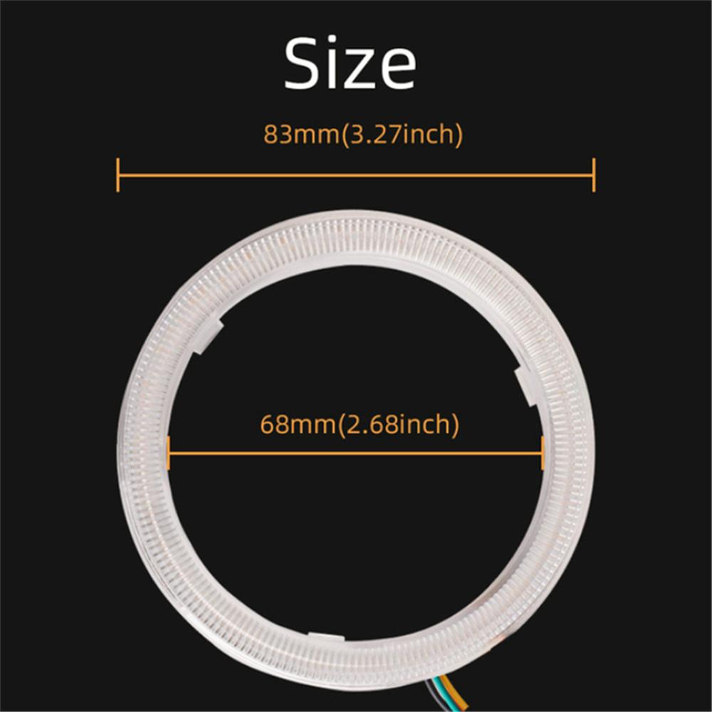 2 шт. 80 мм RGB COB Angel Eye Halo Ring APP Control для автомобильных светодиодных фар, противотуманных фар