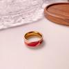 Enamel Colorful Oil Geometric Mesh Pattern 18K Gold Plated 316L Stainless Steel Ring Candy Pink for Women Engagement Gift Party