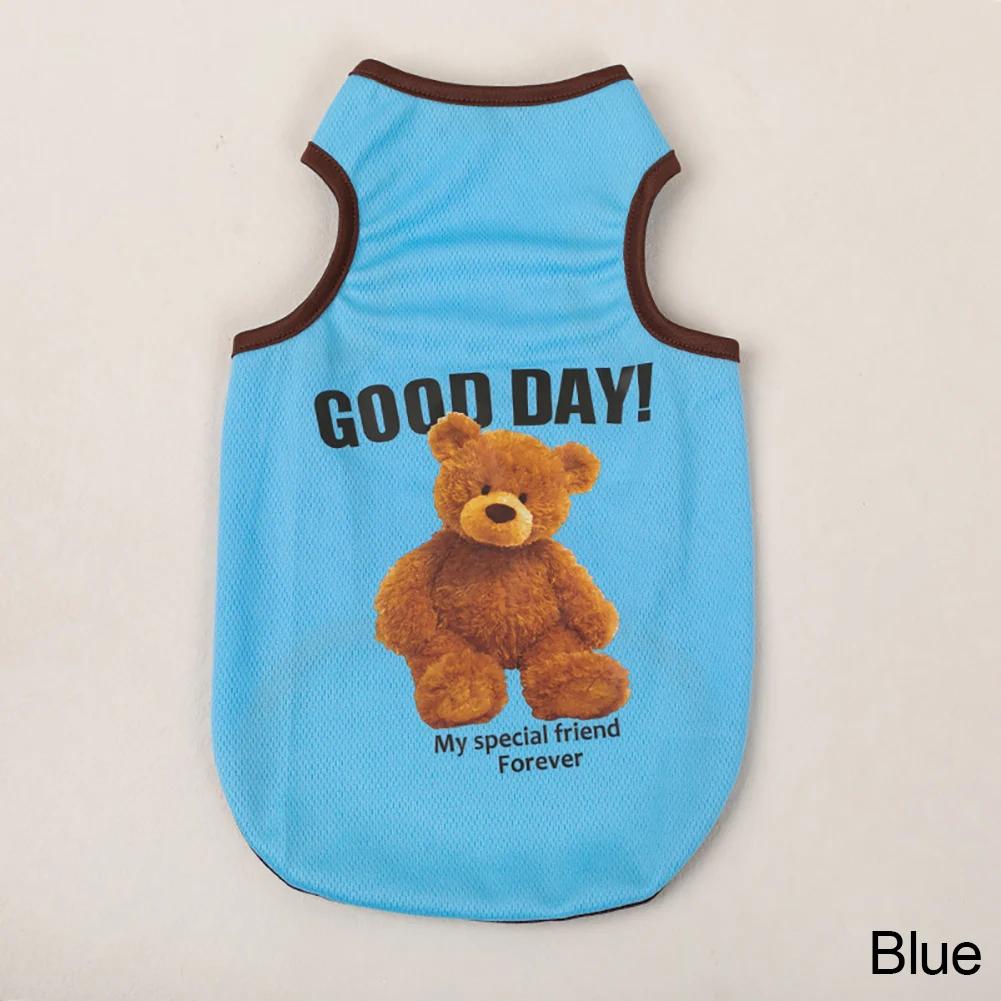 Spring  Dog Vest Thin Breathable Puppy Clothes Cute Bear Printed Cat T-shirt Sleeveless Chihuahua Pullover Pet Supplies
