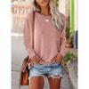 Women's Fashion Casual Spring Fall Solid Color Print Long Sleeve O-Neck Blouses & Shirts