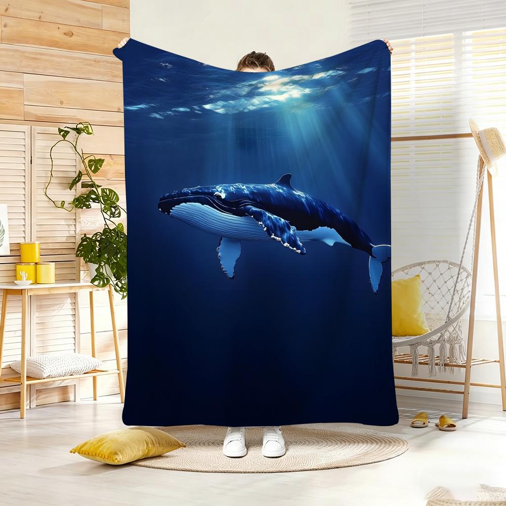 Anime whale Throw Lightweight g Flannel Blanket Soft Skinfriendly for Summer Cooling