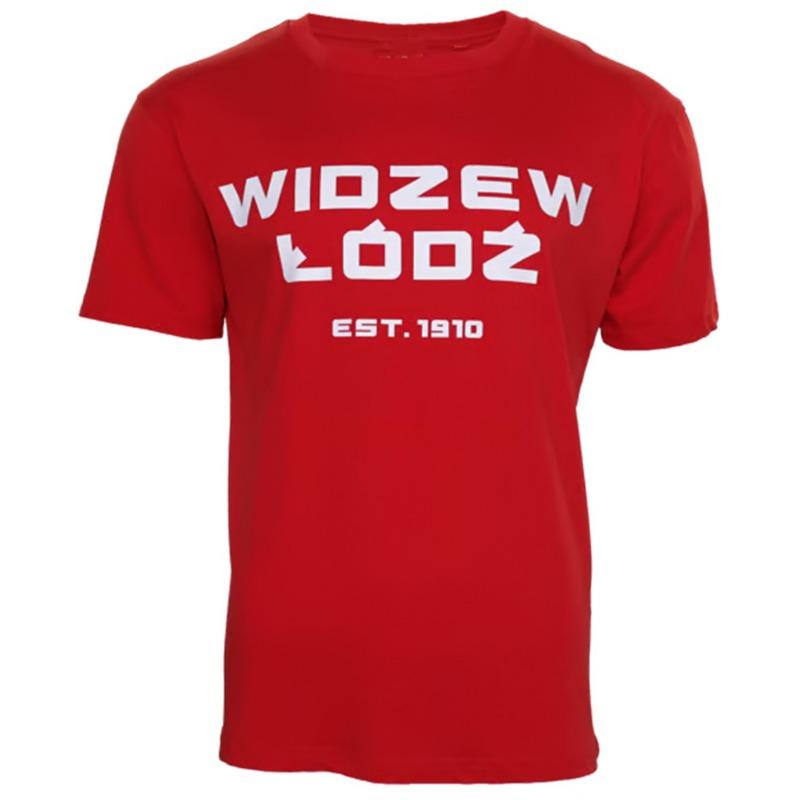 Мужская футболка Widzew Łódź Минималистичный принт с логотипом на груди Разноцветная Свободный крой Круглый вырез Повседневная футболка для польских футбольных фанатов