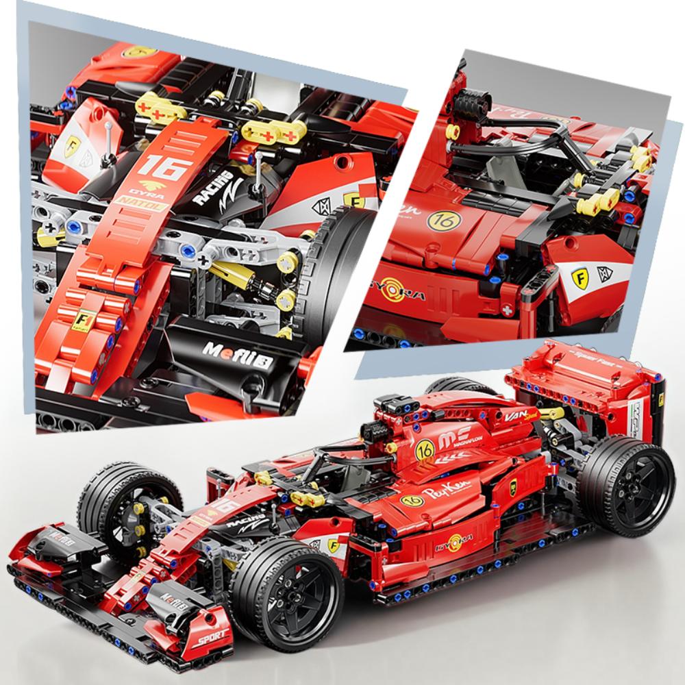 1:10 MOC Автомобиль Формулы 1 Строительные Блоки Гоночная Трасса Городской Автомобиль Пазл Кирпичики Сборка Группа Мальчики и Девочки Подарок на День Рождения Игрушки