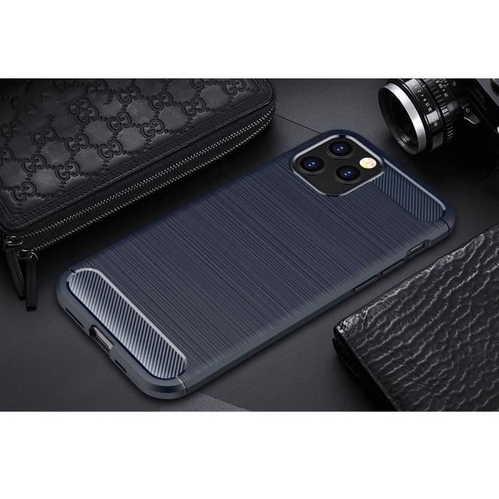 Coque + Verre Trempé - E.F.CONNECTION - pour iPhone 12 Pro - Souple - Antichoc - Bleu Marine