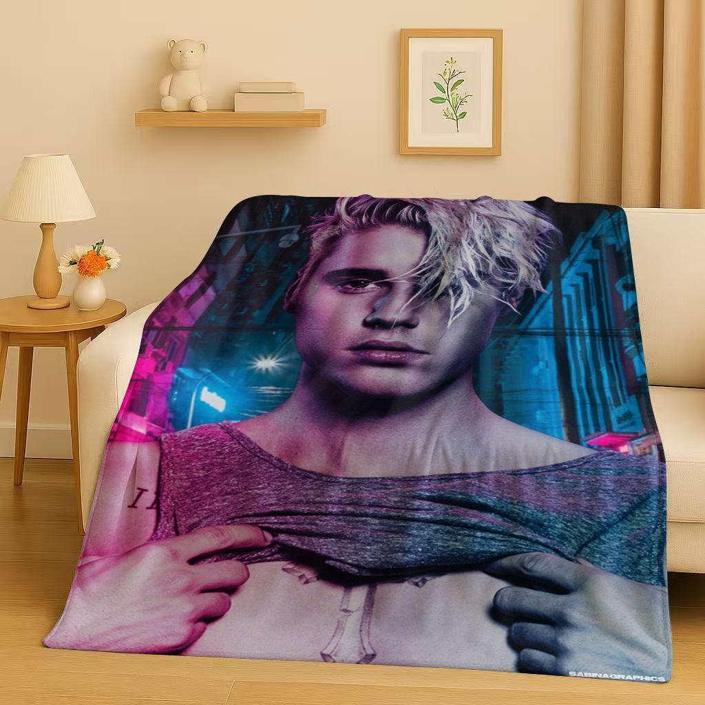 New Fashion B-Bieber Singer Star Flannel Blanket,Ultra Soft Warm Plush Throw for Home Bedroom Bed Sofa Cover Office Travel Gift