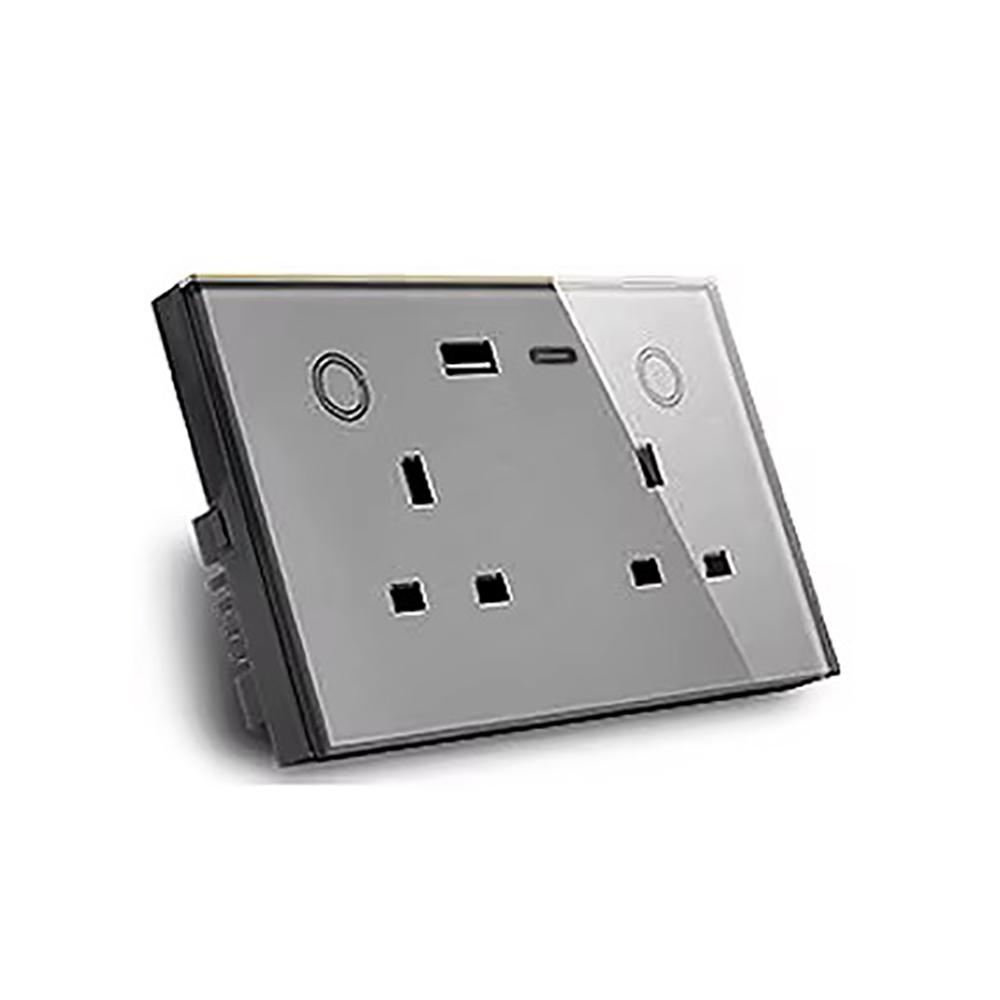 Melery Smart Tuya WiFi Dual UK Socket USB Type-C PD 20 Вт Сенсорное управление,Голосовое управлениеМониторинг электроэнергии, Alexa Google Home