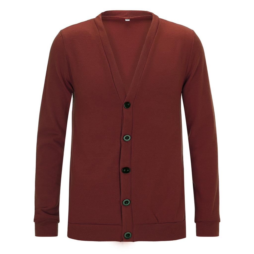 FiveFive Men's Fashion Cardigan Jacket Solid Color Button Casual Loose Knit Cardigan Solid Color Button Cardigan
