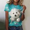 New Kawaii Cartoon Dog Print T-shirt  For Women Plus Size Top Women's Trending Clothing Fashion Short Sleeve Shirt Crew Top