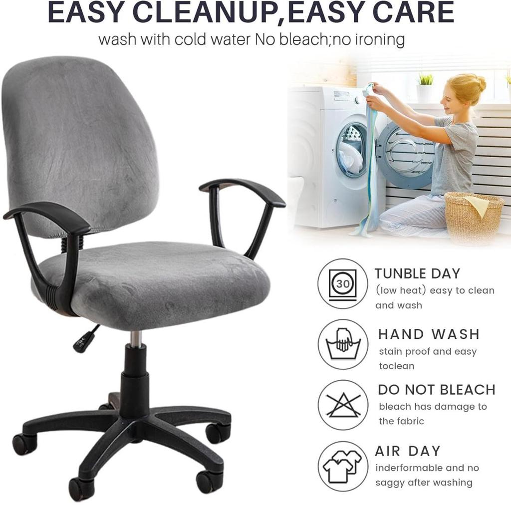 Office Chair Cover Super Soft Velvet Stretch Washable Dustproof Protectors Computer Desk Armless Chair Slipcover