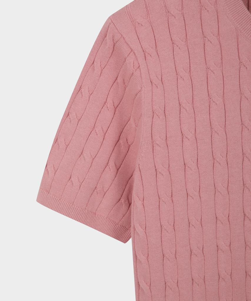BROOKS BROTHERS Cotton Cable Crew Neck Short Sleeve Sweater (Pink) (Bbwrmog203)