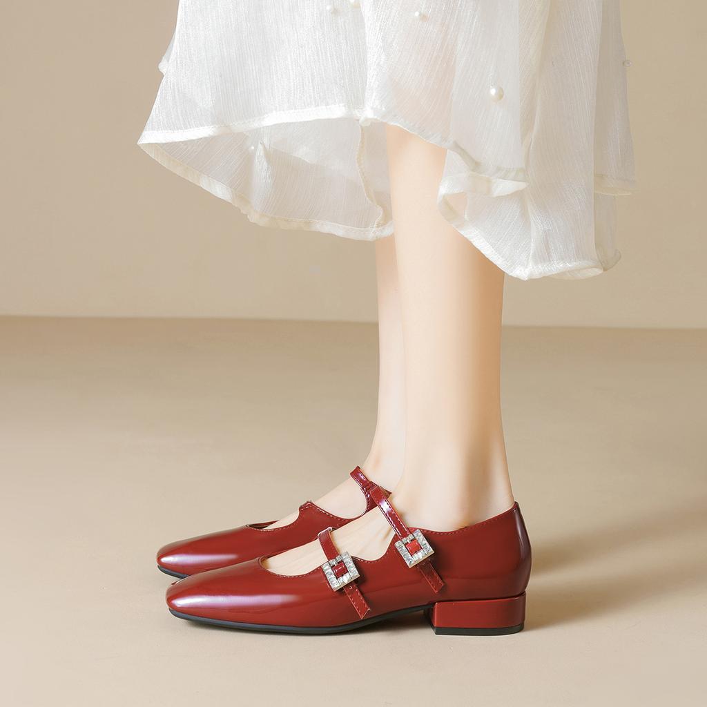 Weiwei girl 6331-3 туфли Мэри Джейн с квадратным носком, французские, с мелким ароматом, с неглубоким вырезом, ремешком с пряжкой на один ремешок, на толстом каблуке, одинарные туфли, женские