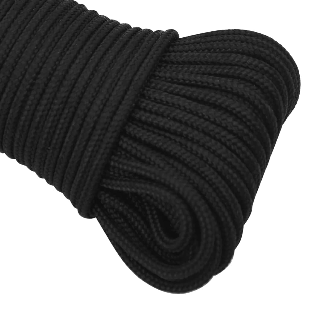 Vidaxl Linka Żeglarska, Czarna Jednolita, 4 Mm, 25 M, Polipropylen