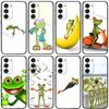 Милый Забавный Чехол-Лягушка Для Samsung Galaxy A20,21s,22,31,32,52,53,72,73,80,91 Мягкий Жидкий Силикон Черный Чехол