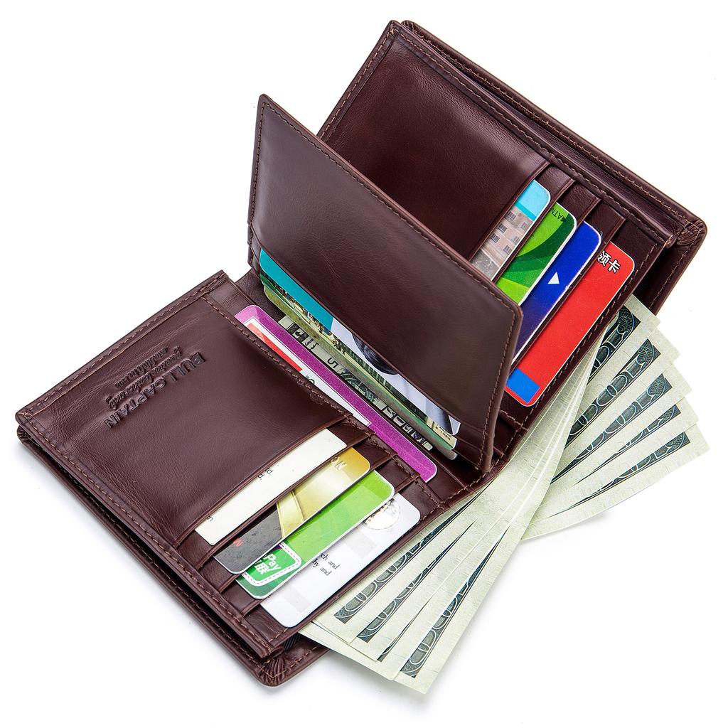 Leather Wallet Large Capacity Wallet Credit Card Holder for Men with 15 Card Slots