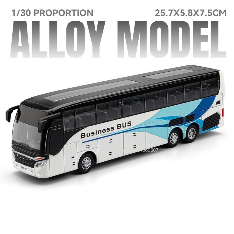 1:30 Моделей Игрушечных Автобусов для Бизнеса Двухэтажные Автобусы Дальнего Следования Сплав Литье под Давлением Звук Свет Двери Открываются Оттянуть Назад для Подарков Детям