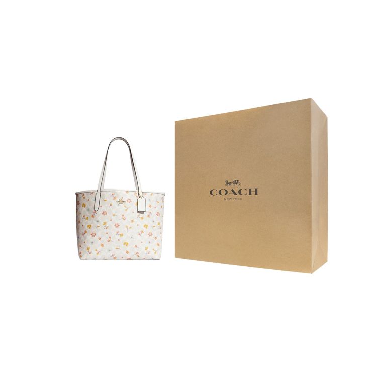 Coach City 33 Floral Print Tote Bag Women tote bags White C8614-IMCAH