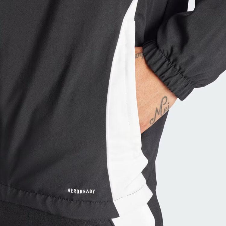 adidas Ветровка Tiro 24 с трехполосным дизайном, куртка с капюшоном и длинными рукавами, мужская верхняя одежда, черная IM8806