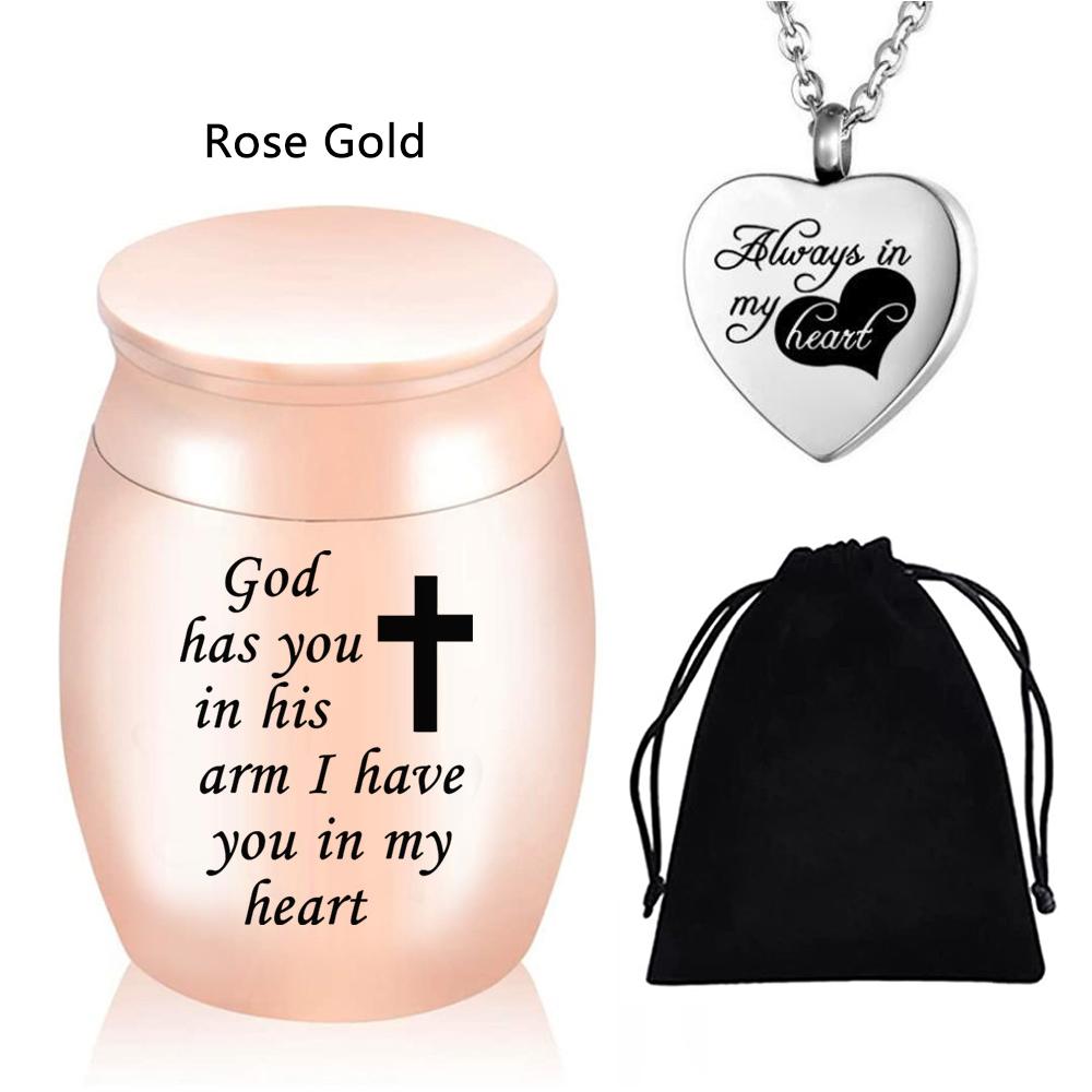 Маленькая урна для праха человека, памятная мини-урна для кремации с ожерельем-урной и бархатным мешочком