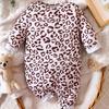 Onesie Newborn Leopard Print Long Sleeve Cotton Jumpsuit Suitable for 0-24 Months Jumpsuit Toddler Girl Baby Jumpsuit
