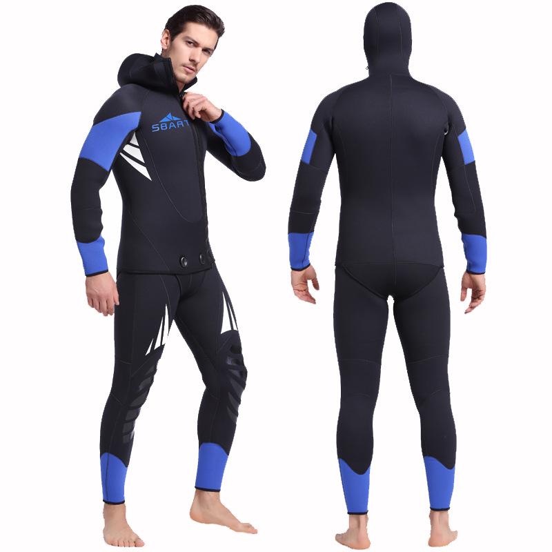SBART Professional 5mm Neoprene Wetsuit for Spearfishing Swimming Underwater Diving Equipment Suit Set Men Snorkeling Wet Suit