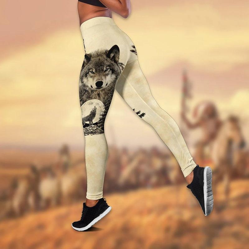 Great Wolfdog Print Yoga Outfit for Women Fashion 3D Printed Workout Leggings Fitness Sports High Waist Casual Yoga Pants for Women 2022