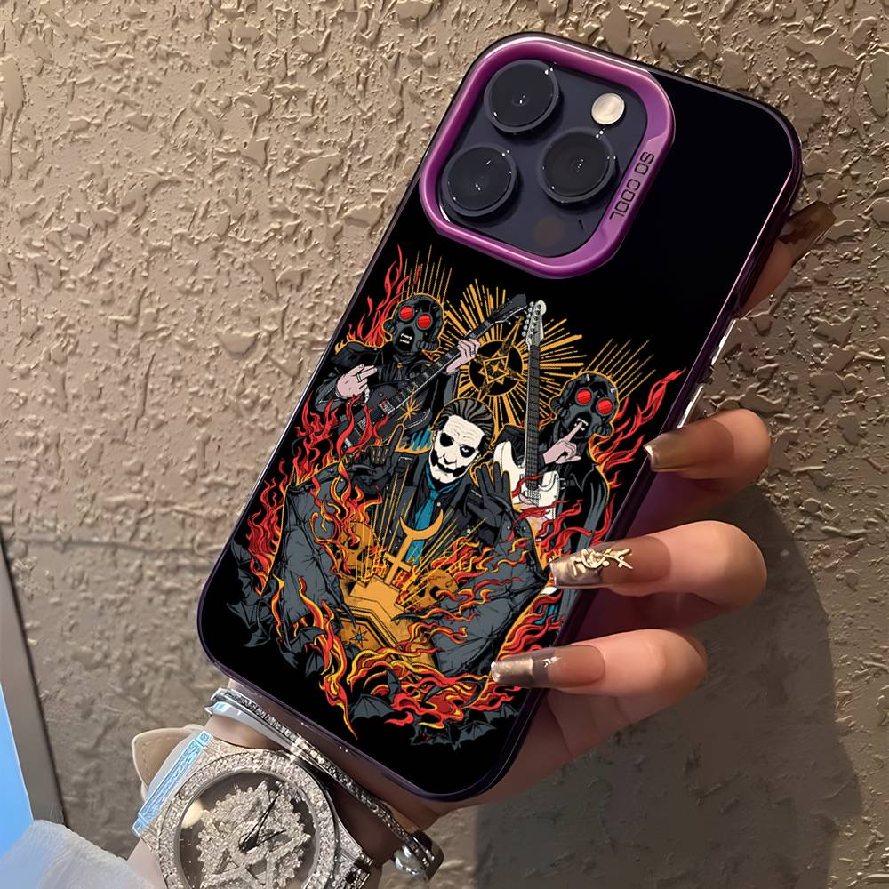 Ghost Тяжелая Металлическая Группа Для iPhone 17,16,15,14,13,12,11,Mini,Pro,E,SE4,XS,MAX Фиолетовый Ударопрочный Конфетный Матовый Чехол