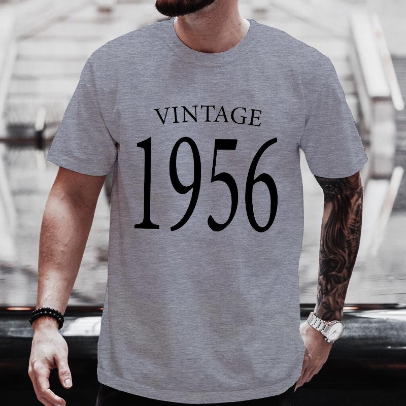 Unisexs Crew Neck T Shirt Vintage 1956 Born Year Graphic Tee Classic Birthday Retro Casual Short Sleeve Tops For Gift Wear
